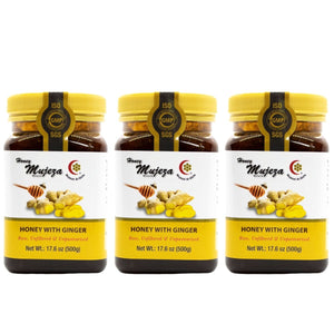 3 Jars of Mujeza Black Seed Honey Infused with Ginger (500 g Jar) - عسل حبة البركة ( الحبة السوداء ) مع الزنجبيل - Mujeza Honey