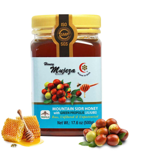 The Best Mountain Sidr Honey (Jujube) with Propolis - عسل السدر مع البروبوليس (العكبر)  - Mujeza Honey