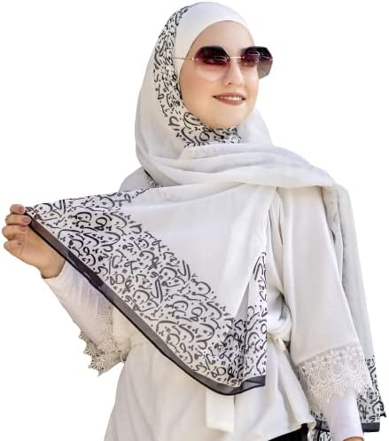 Marwa Fashion Muslim Hijab for Women - Premium Quality Hijab Scarves for Women Made up of Crepe with Arabic Writing - Sweat Absorbent and can be Used on Every Occasion