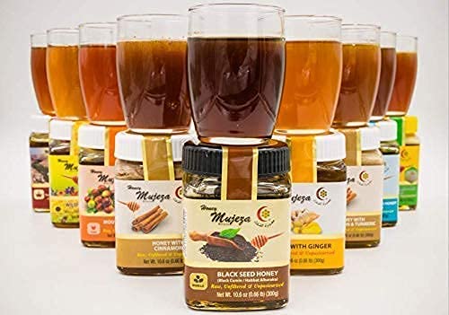Mujeza Raw Wildflower Honey with Ceylon Cinnamon - Pure Natural Raw Gluten Free Non Gmo Honey - Unheated unfiltered unpasteurized (250g / 8.8oz) - Mujezat Al-Shifa