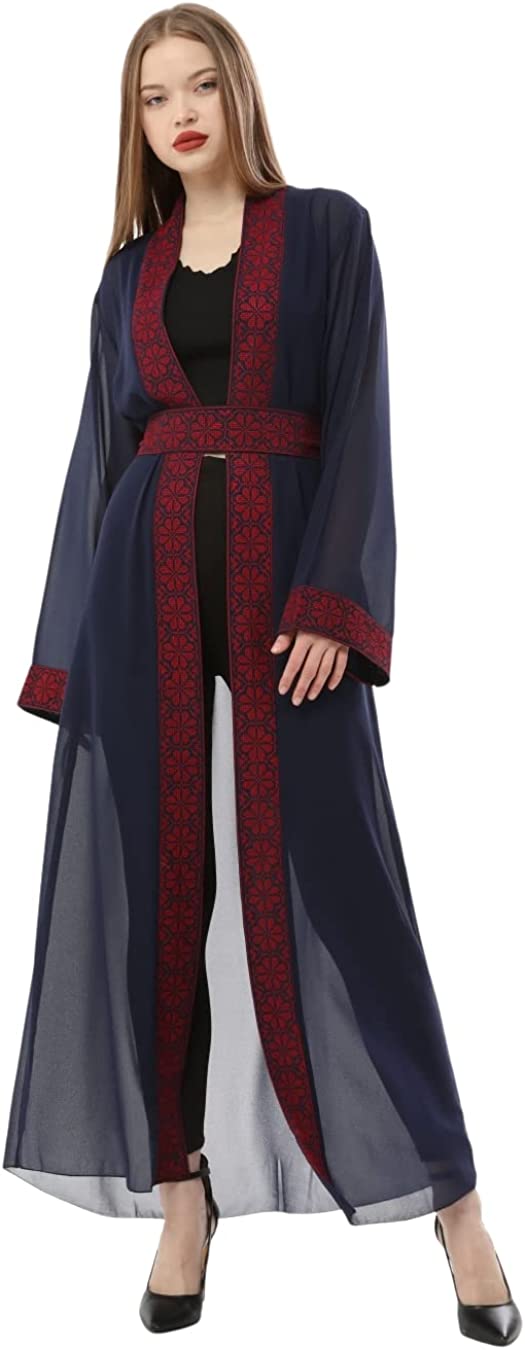 Marwa Fashion Thobe Dress for Women with Traditional Palestinian Embroidery - Islamic Muslim Costume Wedding, Party & Dinner