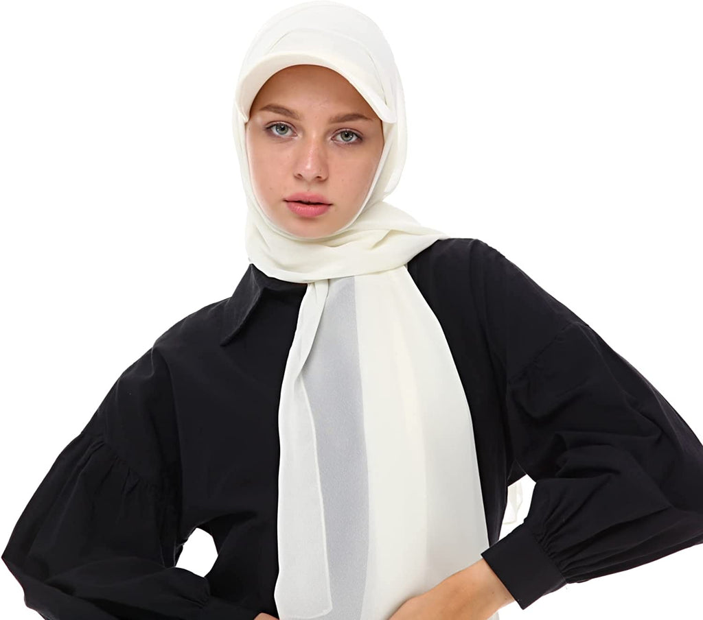 Marwa Fashion Muslim Hijab for Women with Cap - Premium Quality Hijab Cap for Women made up of Chiffon
