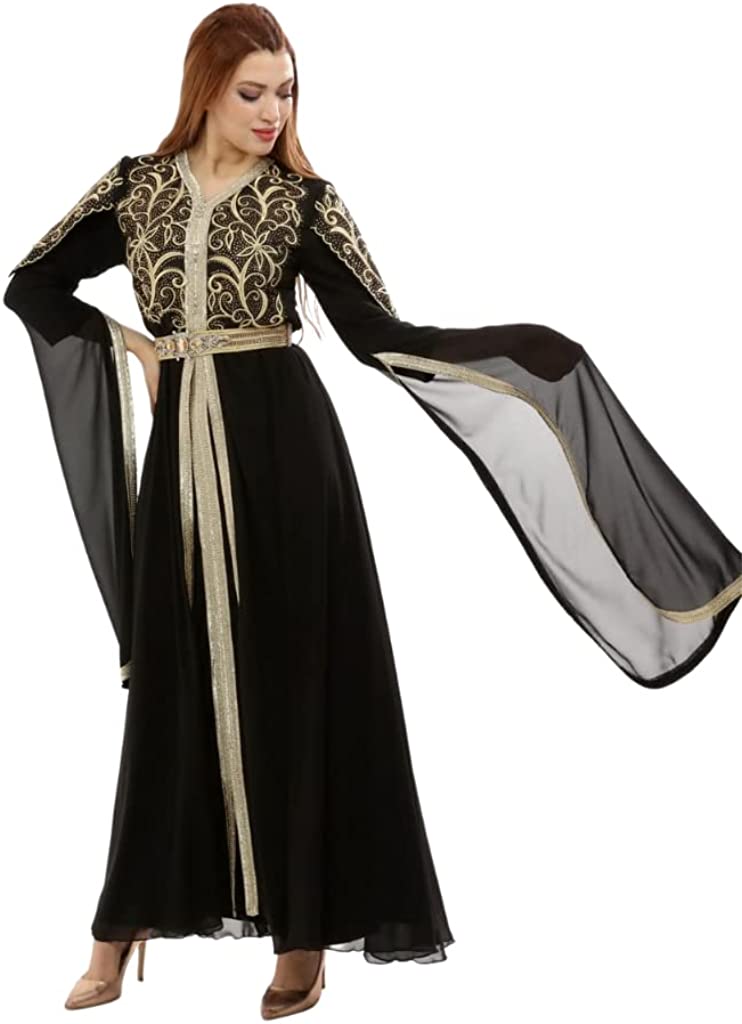 Marwa Fashion Kaftan Women Dresses - Long Arabic Kaftans for Women wit Mujeza Honey Marwa Fashion Kaftan Women Dresses - Long Arabic Kaftans for Women wit Mujeza Honey