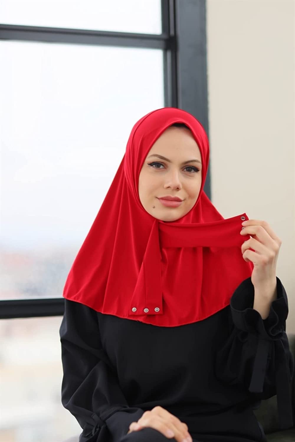 Marwa Fashion Muslim Hijab for Women - Premium Quality Hijab Scarves for Women Made up Polyester - Sweat Absorbent and can be Used on Every Occasion Red
