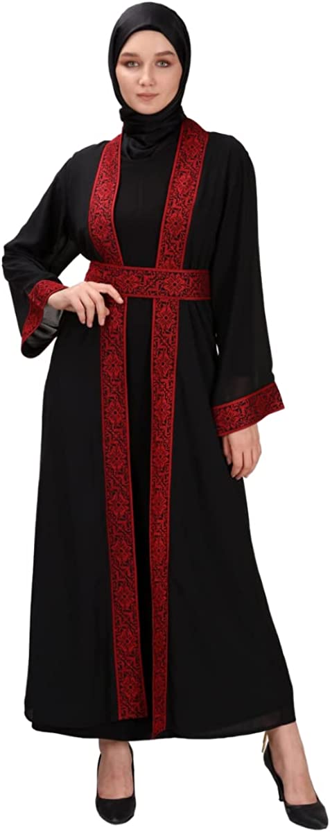 Marwa Fashion Palestinian Thobe Dress for Women - Traditional Palestinian Dress for Girl with Beautiful Embroidery - Dress for Wedding, Parties and Dinner Black