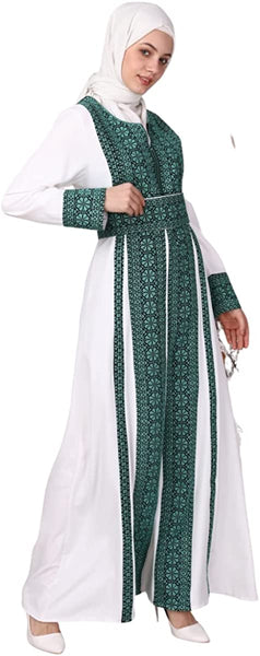 Marwa Fashion Thobe Dress for Women with Traditional Palestinian Embroidery - Islamic Muslim Costume Wedding, Party & Dinner Black Blue