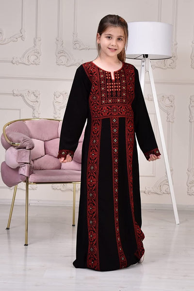 Marwa Fashion Designer Palestinian Thobe - Full Sleeve Embroidered Palestine Thoub - Arabic Dress for Muslim Women & Girls
