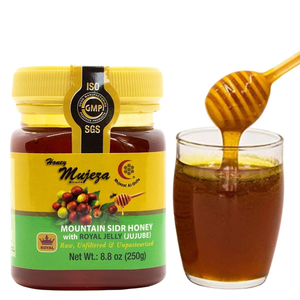 Mountain Sidr Honey (Sader/ Jujube) with Royal Jelly, Unheated Unfiltered Unprocessed 100% Natural Raw Honey.