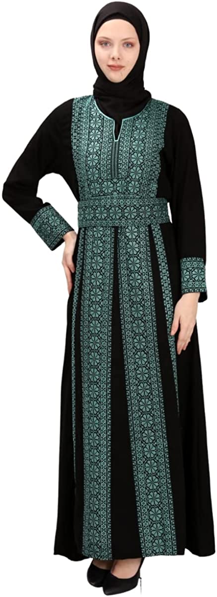 Marwa Fashion Thobe Dress for Women with Traditional Palestinian Embroidery - Islamic Muslim Costume Wedding, Party & Dinner