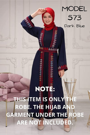 Marwa Fashion Palestinian Thobe Dress for Women - Traditional Palestinian Dress for Girl with Beautiful Embroidery - Dress for Wedding, Parties and Dinner Dark Blue