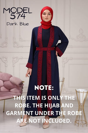 Marwa Fashion Palestinian Thobe Dress for Women - Traditional Palestinian Dress for Girl with Beautiful Embroidery - Dress for Wedding, Parties and Dinner Dark-Blue