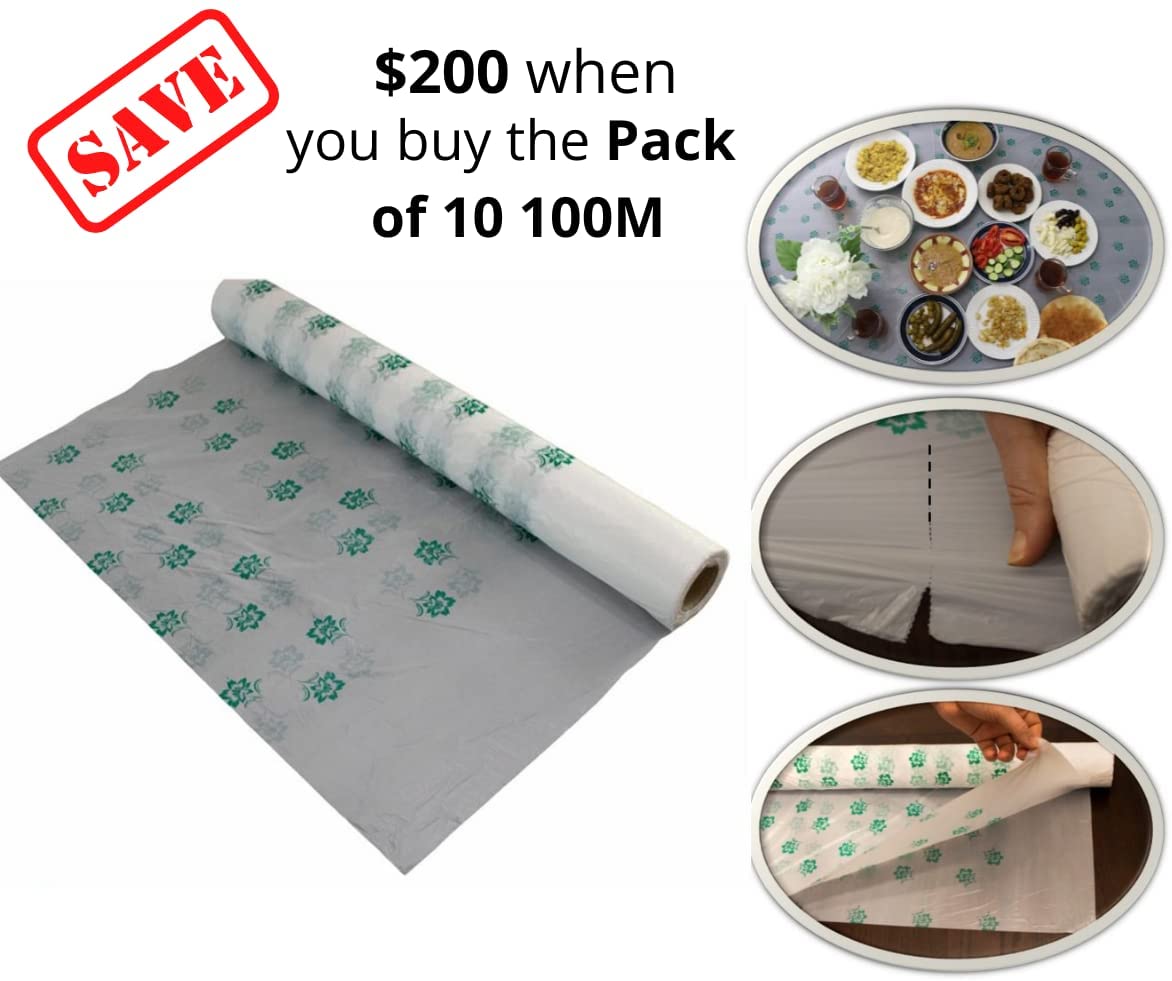 Marwa Table Cover Roll مشمع مفرش بلستك - مشمع ارضية معشب اخضر - مفرش طاولة مطرز - مفرش مفارش منزلية - مفرش رمضان - مفارش مطبخ - مفارش طاولات تركيه رول سفره Halal sufra for Ramadan (164FT / 50M)