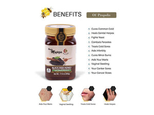 Mujeza Black Seed Honey with Propolis - Not Mixed with Oil or Powder - Gluten Free - Non GMO - Organic Honey - Immune Booster - 100% Natural Raw Honey (250g /8.8oz) Mujezat Al-Shifa