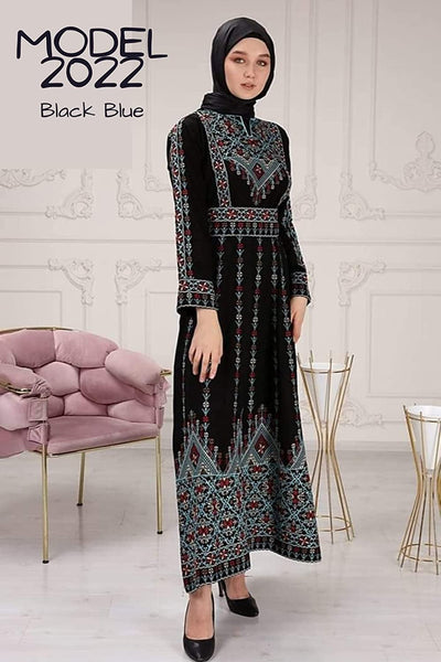 designer muslim dress Black Color Designer Embroidery Islamic Dubai Maxi Takchita Arabic Dress Long Sleeve Muslim Abaya Islamic Dress Fashion Clothing