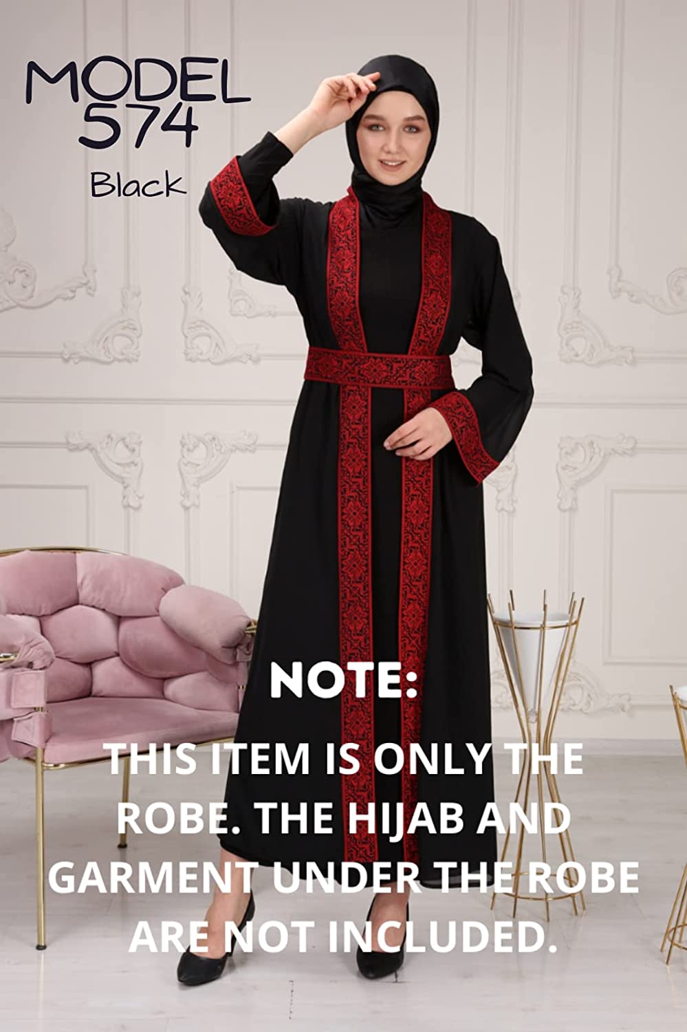 Marwa Fashion Palestinian Thobe Dress for Women - Traditional Palestinian Dress for Girl with Beautiful Embroidery - Dress for Wedding, Parties and Dinner Black