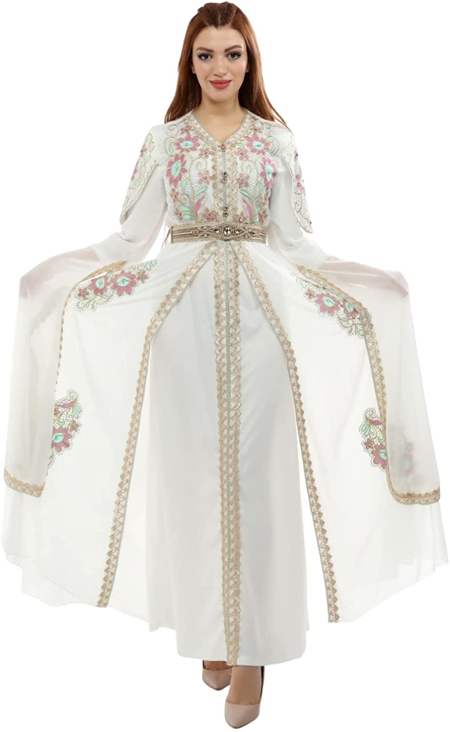 Marwa Fashion Arabic Dress for Women – Dubai Kaftan Islamic Muslim Cos – Mujeza Honey