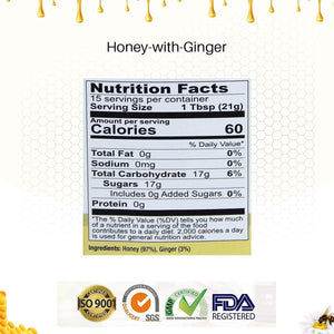 Mujeza Black Seed Honey with Fresh Ginger Juice, Unheated Unfiltered Unprocessed 100% Natural Raw Liquid Honey 500g / 17.6oz - Mujezat Al-Shifa