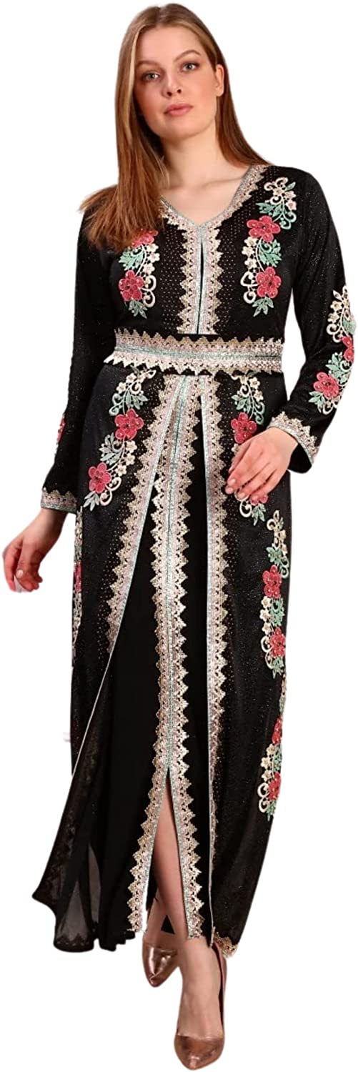Marwa Fashion Kaftan Women Dresses - Long Arabic Kaftans for Women wit Mujeza Honey Marwa Fashion Kaftan Women Dresses - Long Arabic Kaftans for Women wit Mujeza Honey