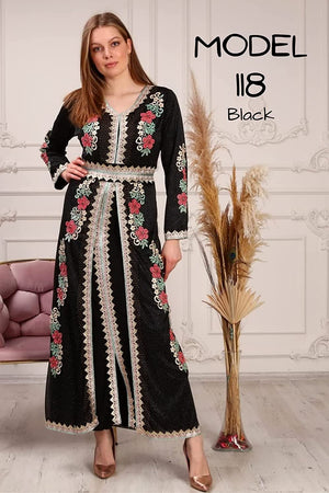 Marwa Fashion Kaftan Women Dresses - Long Arabic Kaftans for Women with Traditional Embroidery - Comfortable and Stylish Kaftan Made from Luxurious Chiffon Crepe Fabric Purple