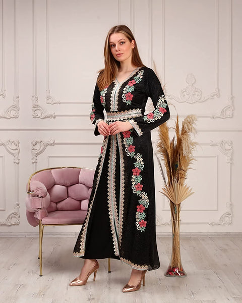 Marwa Fashion Kaftan Women Dresses - Long Arabic Kaftans for Women wit Mujeza Honey Marwa Fashion Kaftan Women Dresses - Long Arabic Kaftans for Women wit Mujeza Honey