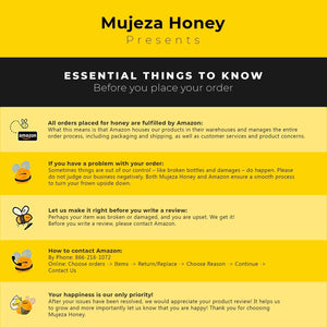 Pack of 6 Mujeza Black Seed Honey - Not Mixed with Oil or Powder - Gluten Free - Non GMO - Organic Honey - Immune Booster - 100% Natural Raw Honey 500g/17.6oz - Mujezat Al-Shifa