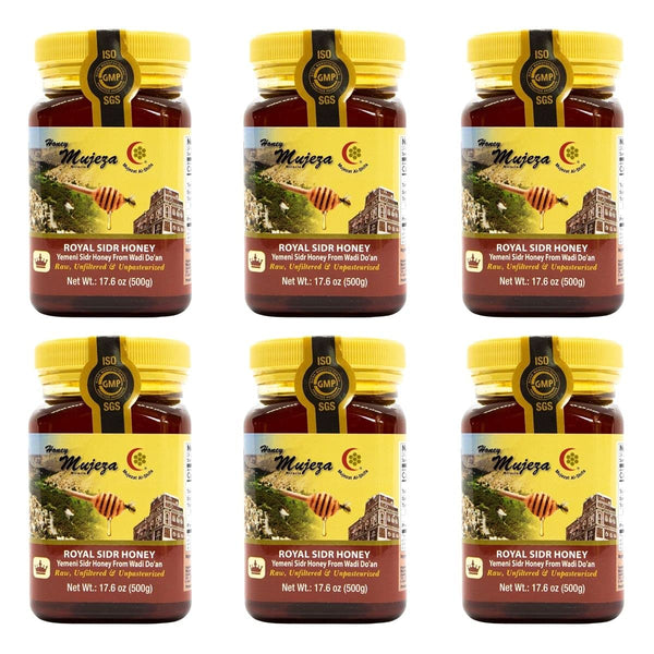 Pack of 3 Raw Royal Honey (Authentic Yemen Douani Sidr Honey)عسل سدر يمني أصلي دوعني Gluten Free Non GMO 100% Natural Raw Honey - (3 Jars 500g / 17.6oz) عسل المعجزه - Mujezat Al-Shifa