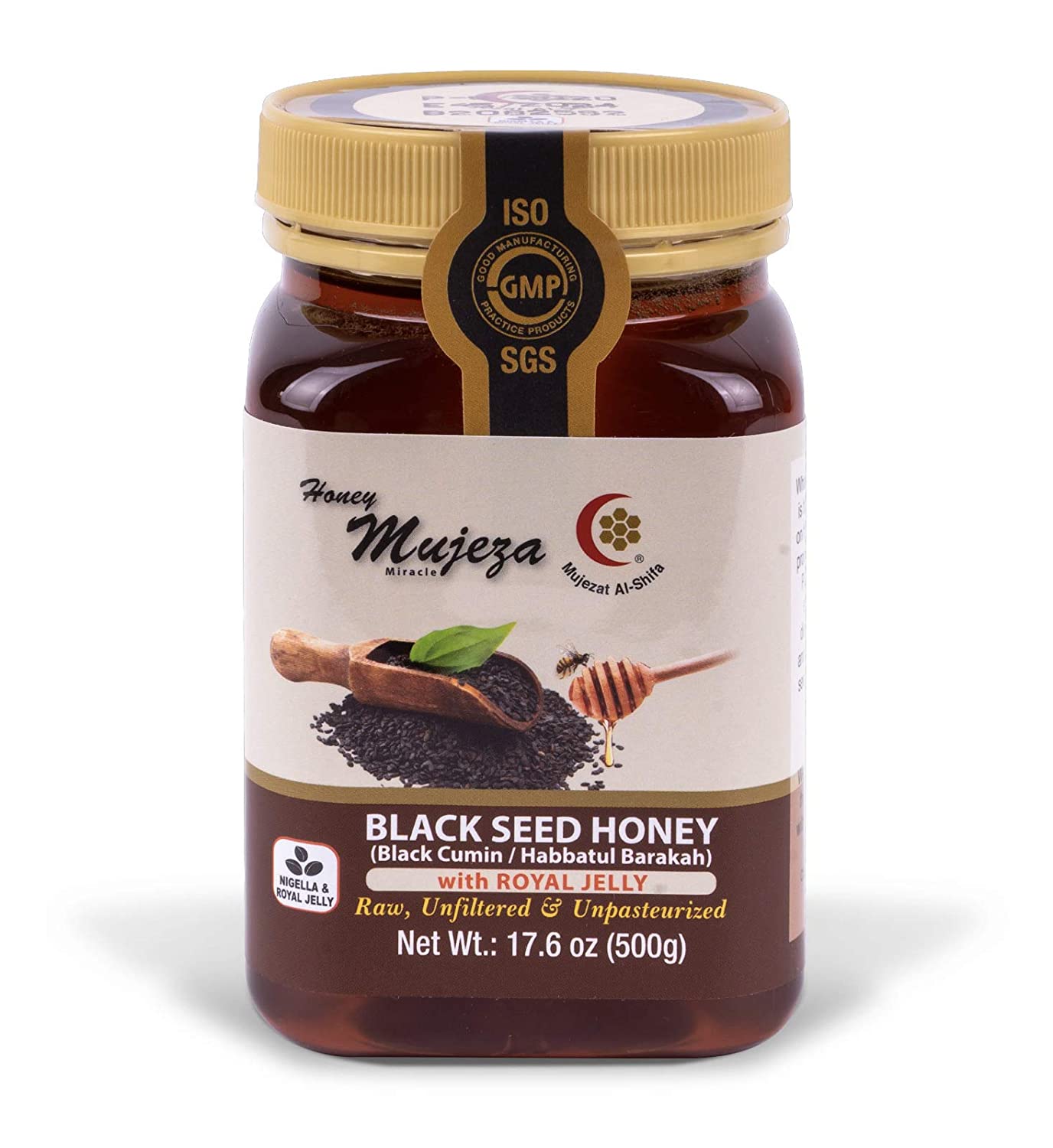 PACK OF 3 Mujeza Black Seed Honey - Not Mixed with Oil or Powder - Gluten Free - Non GMO - Organic Honey - Immune Booster - 100% Natural Raw Honey 500g/17.6oz - Mujeza Al Shifa