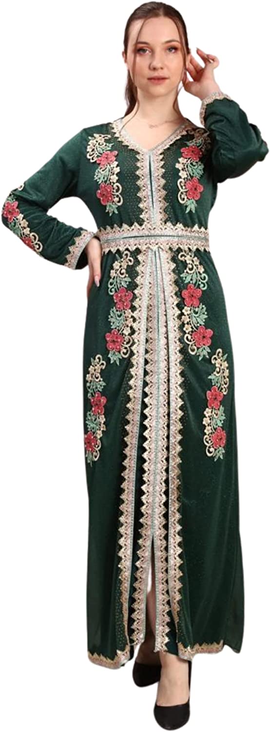 Marwa Fashion Kaftan Women Dresses - Long Arabic Kaftans for Women with Traditional Embroidery - Comfortable and Stylish Kaftan Made from Luxurious Chiffon Crepe Fabric