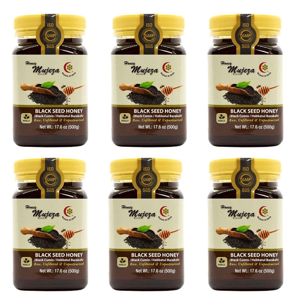 Mujeza Black Seed Honey- (Black cumin- nigella seeds)- Kosher - Not mixed with black seed oil or black seed powder- Gluten Free Non Gmo 100% Natural Honey-17.6oz / 500