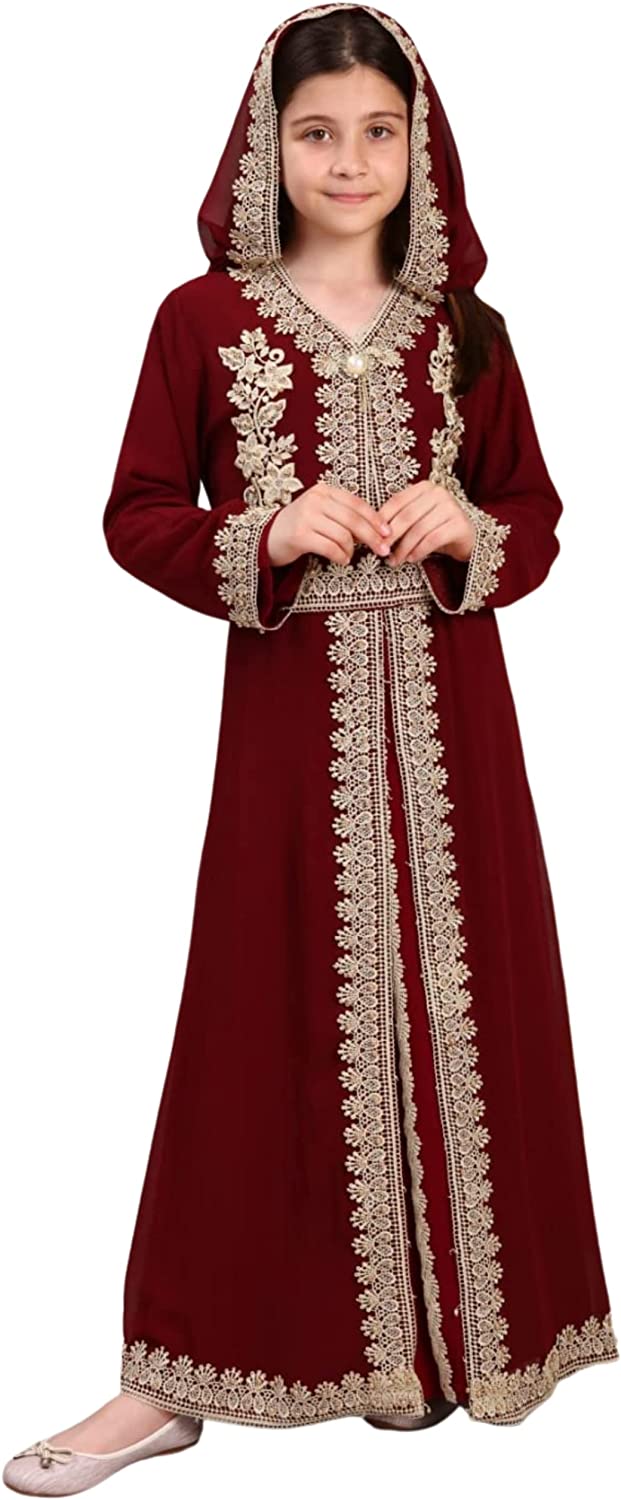 Muslim Dress Girl Arabic Dress Long Thobes Cute Children Moroccan Kaftan  Maxi Dresses With Waist Belt Abaya For Girls #CL190318C01 | Wish