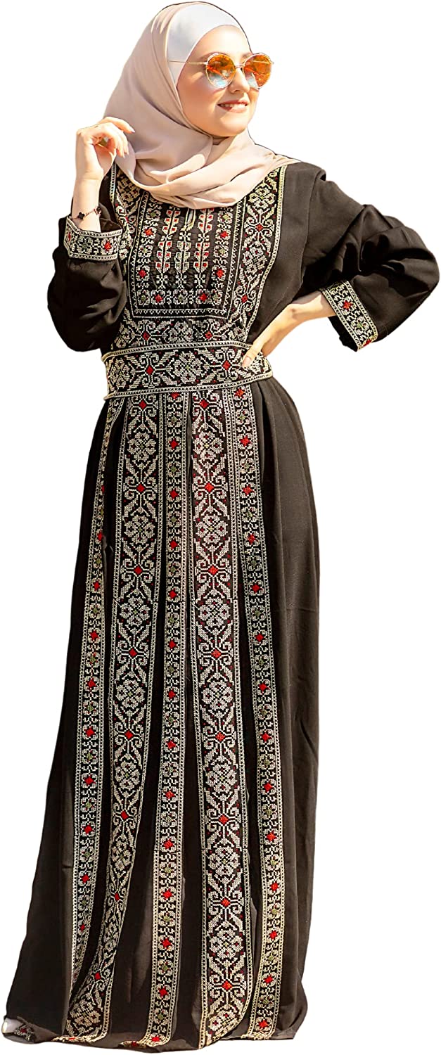 Marwa Fashion Palestinian Thobe Dress for Women - Traditional Palestin Mujeza Honey Marwa Fashion Palestinian Thobe Dress for Women - Traditional Palestin Mujeza Honey