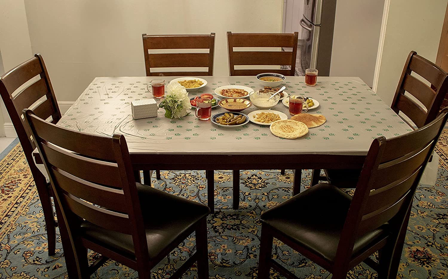 Marwa Table Cover Roll مشمع مفرش بلستك - مشمع ارضية معشب اخضر - مفرش طاولة مطرز - مفرش مفارش منزلية - مفرش رمضان - مفارش مطبخ - مفارش طاولات تركيه رول سفره Halal sufra for Ramadan (164FT / 50M)