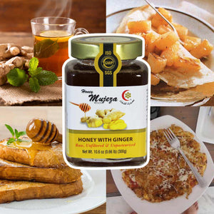 Honey with Ginger Jar and taste for you - Mujeza Honey - Black Seed honey عسل حبة البركة - عسل الحبة السوداء