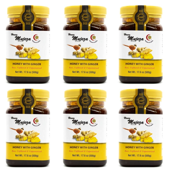 6 Jars of Mujeza Black Seed Honey Infused with Ginger (500 g Jar) - عسل حبة البركة ( الحبة السوداء ) مع الزنجبيل - Mujeza Honey