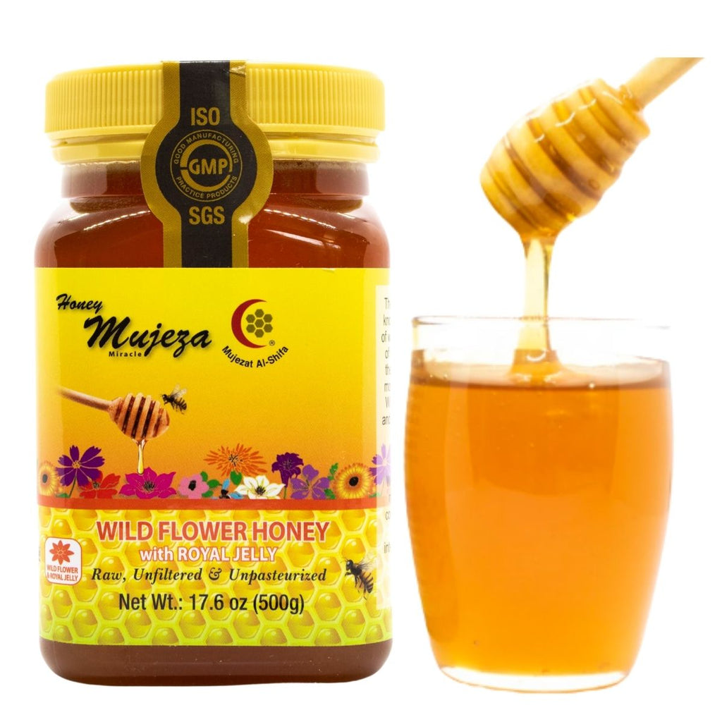 Wildflower with Royal Jelly Honey (500 grams Jar) - عسل الزهور البرية مع غذاء الملكات - Mujeza Honey